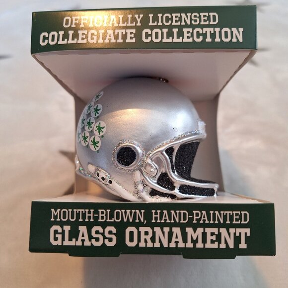 Old World Christmas NCAA Ohio State Football Helmet Glass Christmas Ornament - Picture 1 of 5